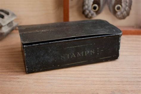 vintage metal stamp box|Antique Stamp Box .